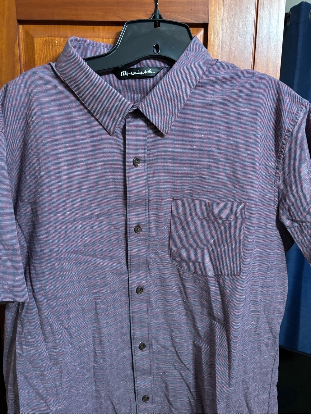 Travis Mathew Purple Short-Sleeve Button-Down Shirt